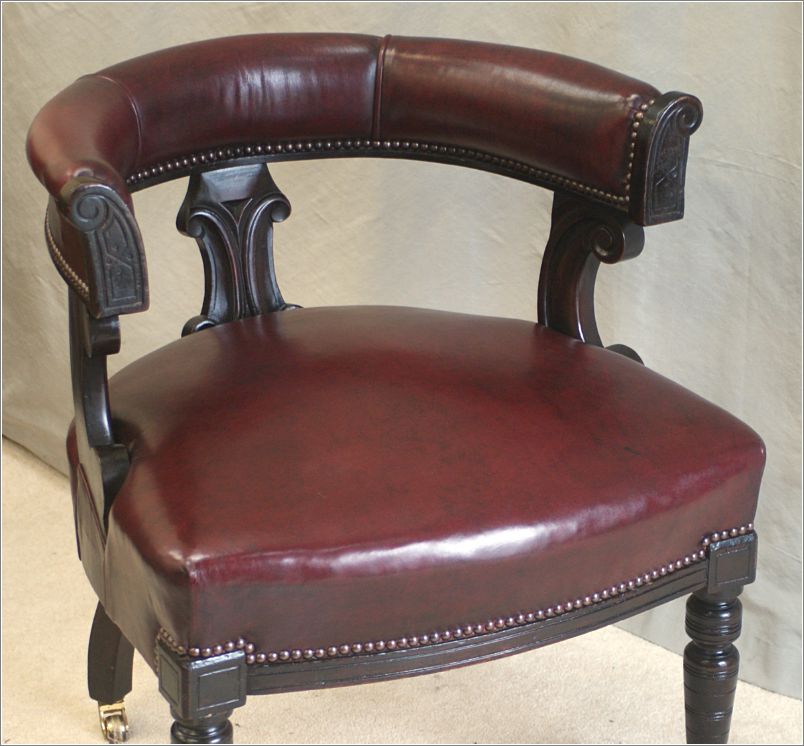 9052 Antique Victorian Leather Desk Chair (5)